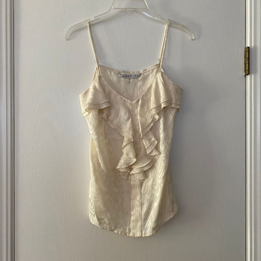 NEW trina turk silk ruffle cami blouse